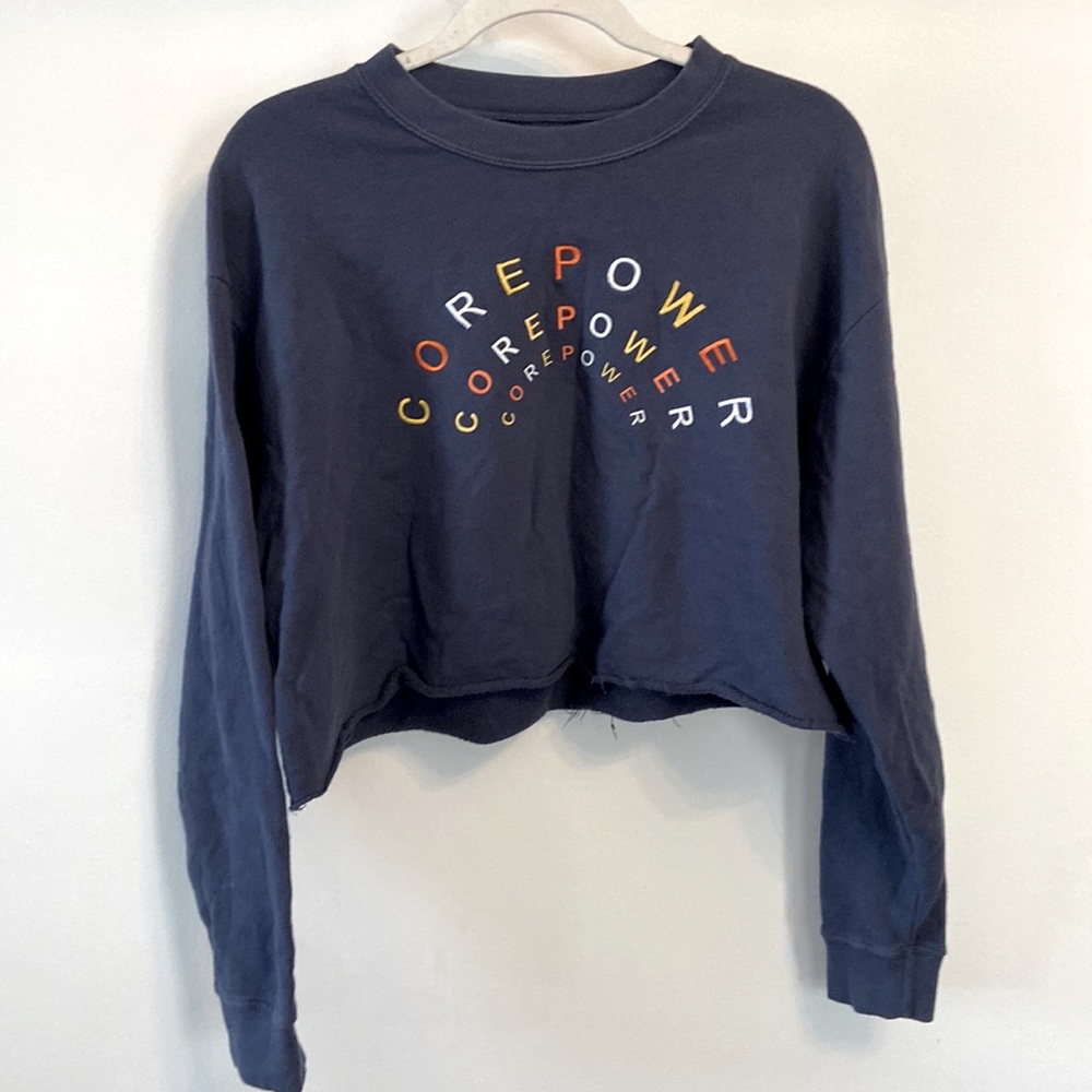 CorePower Yoga Cropped Sweatshirt | Navy Blue | Small
